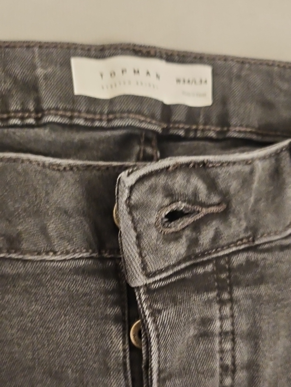 Topman Charcoal Washed Denim Jeans